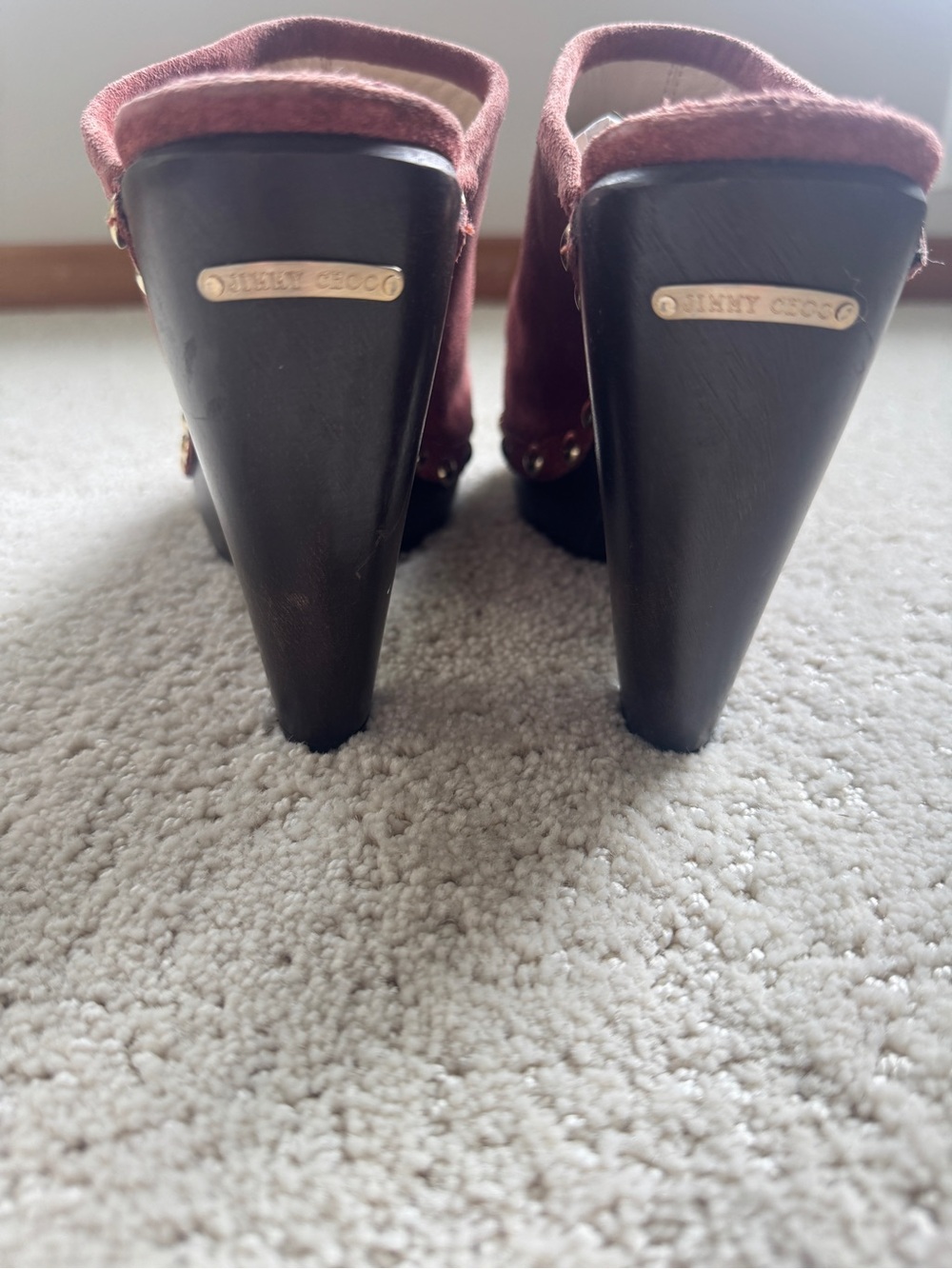 Jimmy Choo Suede Studded Mule Clogs in Dusty Rose size 38